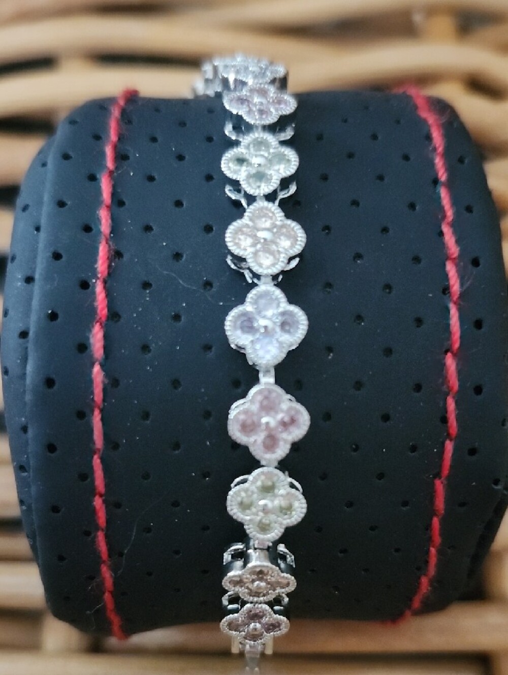 Sterling Silver Floral Link Bracelet - Silver